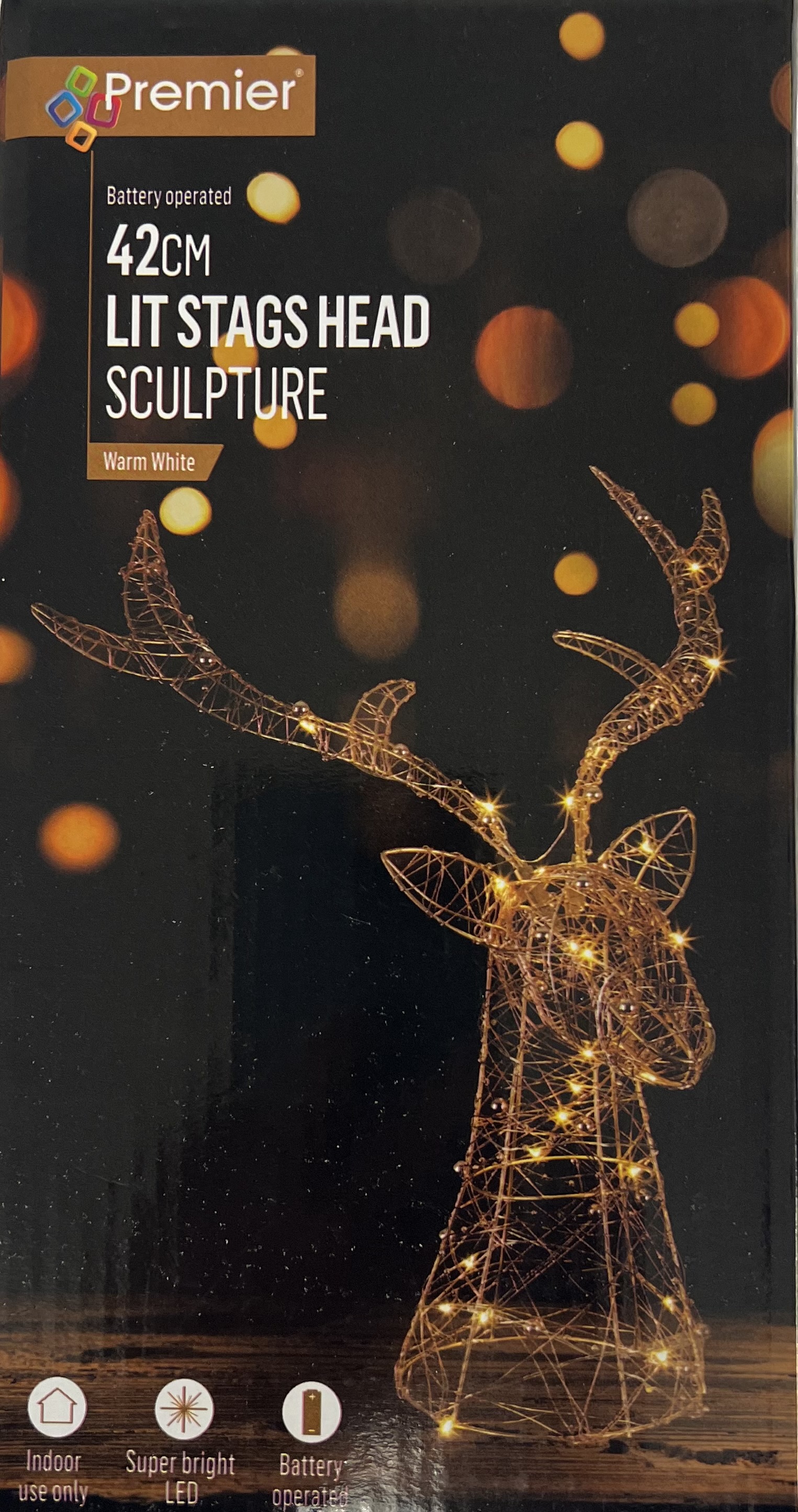 Kilted Christmas Tree 42cmLitMetalStagsHeadRoseGold