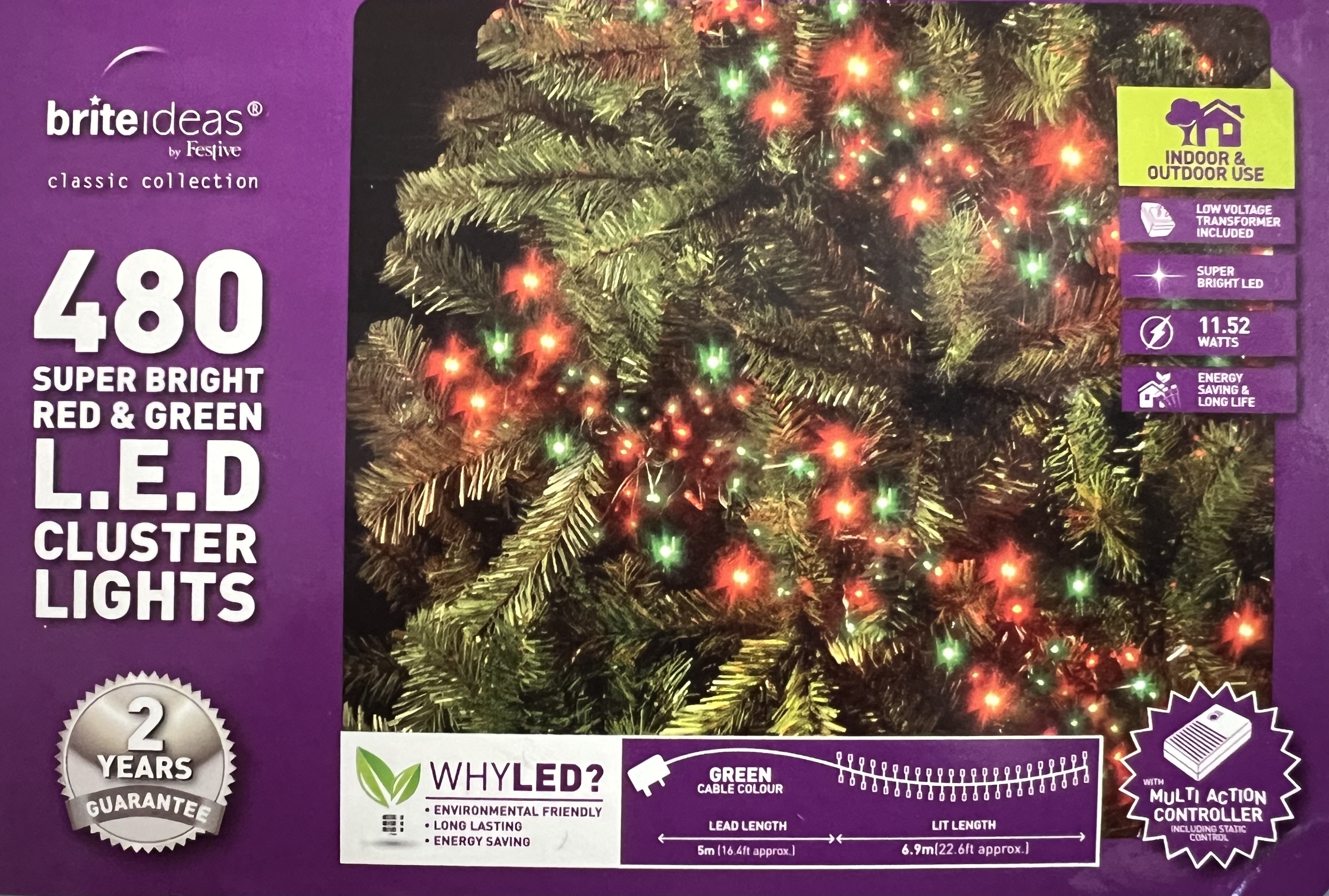 Kilted Christmas Tree 480SuperBrightRedandGreenLEDLights